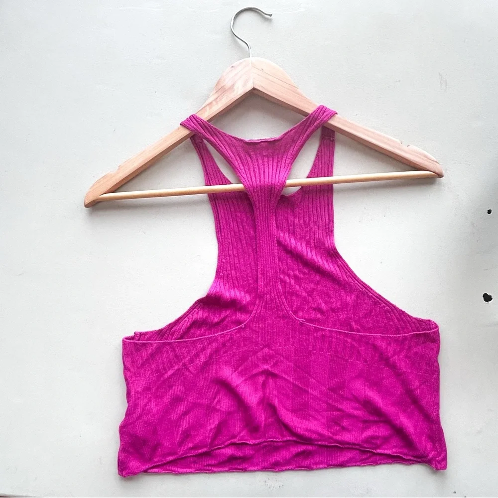 Free People Switch It Up Camisole Sweater Tank Top Hot Pink / Magenta Large - Picture 2 of 7